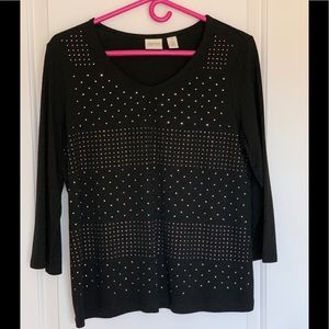 Chico’s black rhinestone top. Size 1